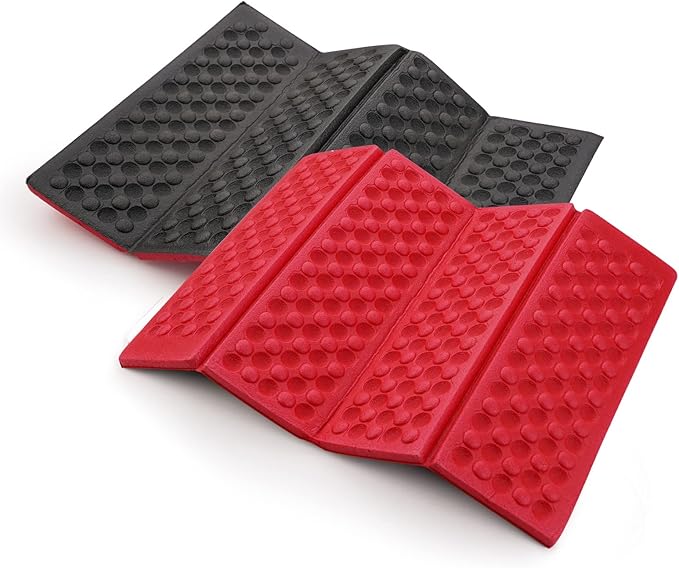 AceCamp 3940 Portable Lightweight Mini Waterproof Folding Mat, Foam Sitting Pad for Outdoor Activities, Foldable Kneeling and Seat Cushion for Comfort, Red