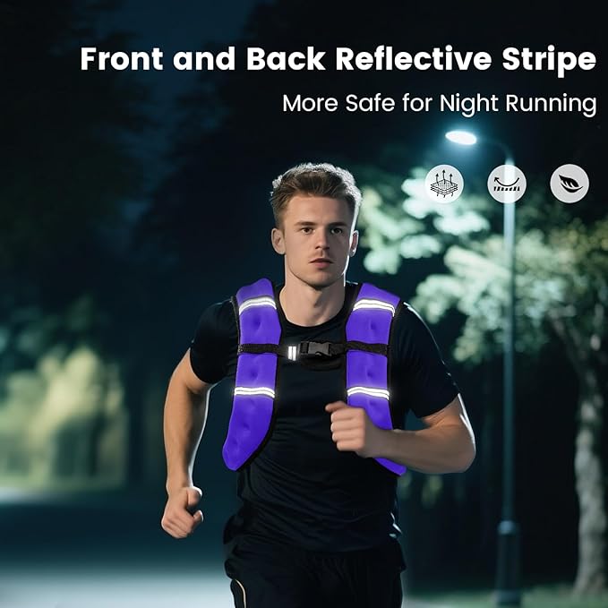 Weighted Vest for Woman Men,6lb/8lb/12lb/16lb/20Lb/25lb Weight Vest with Reflective Stripe Adjustable Buckle Strap Back Pocket Workout Strength Training Walking Jogging Running