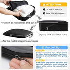 BAGAIL 4 Set/6 Set/8 Set Compression Packing Cubes Travel Accessories Expandable Packing Organizers (Cloth Pattern, 4-Black)