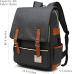 Mancio Vintage Laptop Backpack with USB Charging Port, Slim Tear Resistant Business Backpack for Travelling, College, Daypacks for Men,Women, Fits up to 15.6Inch Notebook in Black
