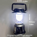 Retro LED Lantern 2-Pack, 360° COB 120 LM, Stepless-Dimming Battery Powered Camping & Hurricane Light, AA Batteries, Emergency/Power Outage (Grey-2 Pack)