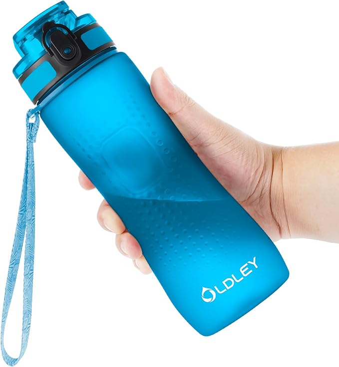 OLDLEY 25 oz Water Bottle, Motivational Water Bottle with Time Marker, Sports Water Bottle With Strap, Leakproof & BPA Free Large Water Bottles for School, Gym, Travel, Outdoor, Tritan,Blue