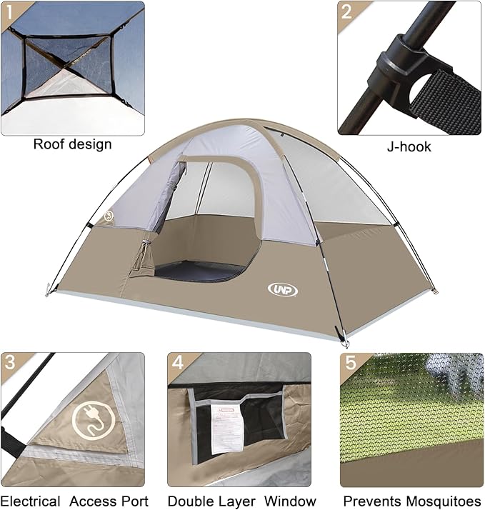 Camping Tent 2 Person, Waterproof Windproof Tent with Rainfly Easy Set up-Portable Dome Tents for Camping…