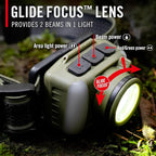 Coast FL95R 1250 Lumen Rechargeable Plus LED Headlamp with Green, Red and Area Light Modes and Glide Focus