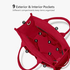 TOPDesign Heavy-Duty Canvas Tote Bag for Women, Adjustable Crossbody/Shoulder Handbag with 9 Pockets, Everything Tote