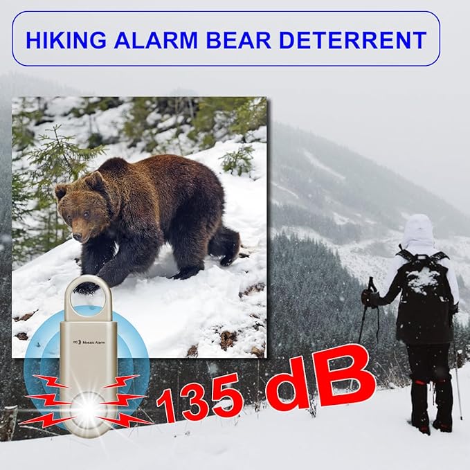 135dB Rechargeable Personal Safety Alarm Strobe Light Flashlight Keychain Siren for Women, Girls, College, School Students Emergency SOS Alerts Loud Sound Hiking Alarm Torchlight Bear Deterrent. Gold