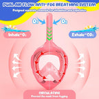 Kids Full Face Snorkel Mask, Snorkeling Gear for Kids, Kids Scuba Mask and Snorkel, Diving Mask, Snorkeling Set, 180 Degree Panoramic View Anti-Fog Anti-Leak