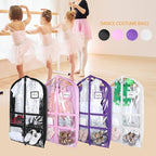 Syeeiex 3" Gusseted Dance Costume Garment Bag(2 Pack), 40'' Dance Garment Bags for Dancers with 4 Zipper Pockets & Can Hold 1-3 Dance Costumes - Suitable for Dance Competitions, Ballet(White)