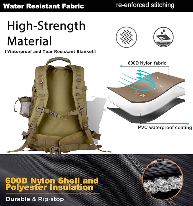 Tactical Backpack Military Hiking Daypack - Molle Backpack for Men 3 Day Assault Pack Bug Out Bag for Camping Travel Army Hunting Gym Rucksack Survival (Coyote)