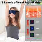 Silk Cordless Heated Eye Mask for Dry Eyes, Light Blocking Warm Eye Compress, Improved Sleep, with 3 Heat Settings, Washable Heating Pad for Migraine, Travel, Rechargeable, Men Women