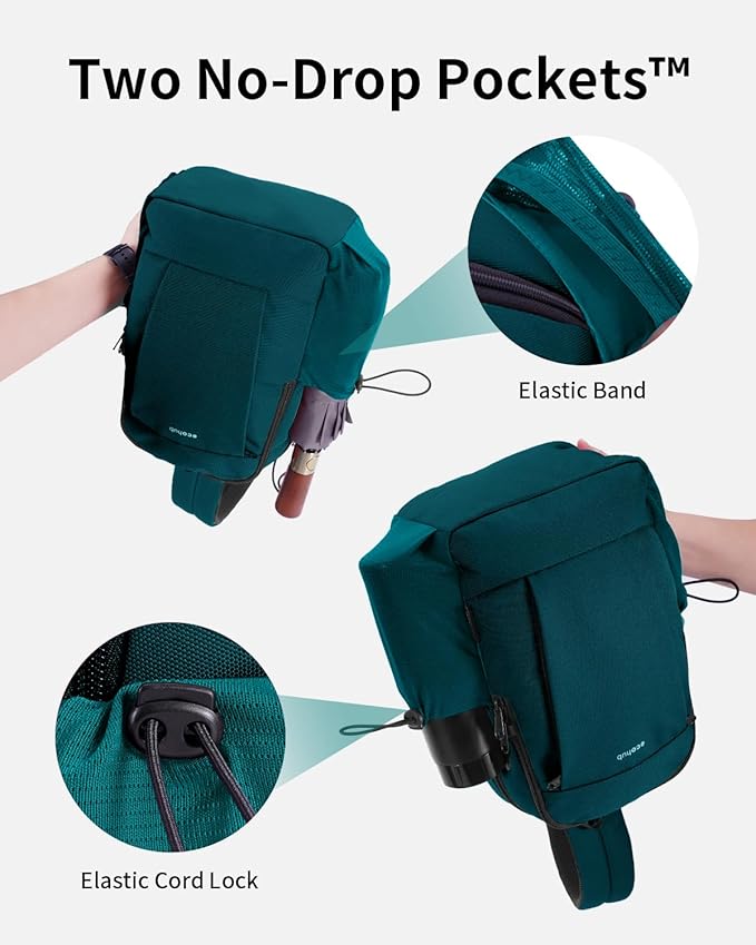 ECOHUB Crossbody Bags for Women Men, Anti-Theft RFID Blocking Roomy Sling Backpack with Sturdy SBS Zippers Water Resistant Chest Shoulder Bag Daypack with 9 Pockets Casual Outdoor Hiking, Turquoise