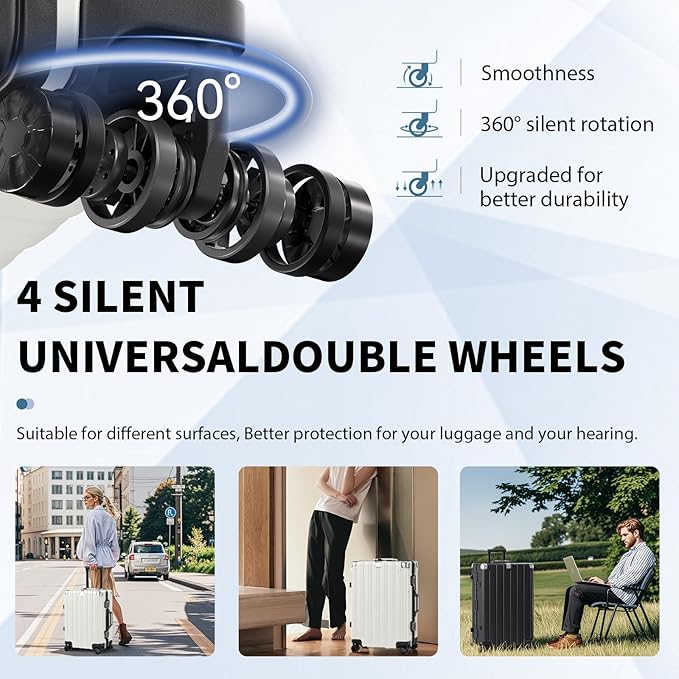 Krute Carry On Luggage 20 inch Aluminum Frame Suitcase with Spinner Wheels No Zipper Hardshell PC+ABS Luggages TSA Lock Zipperless Suitcases