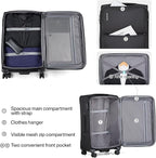 Hanke Softside Expandable 20 Inch Carry On Luggage with Wheels Airline Approved, TSA Luggage Lightweight Rolling Suitcases for Travel Carry On Bag(Black)