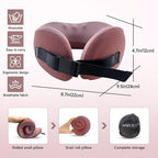 SPRFUFLY Travel Pillow 100% Memory Foam - Neck Pillow for Sleeping, Airplane Pillow with Sleep Mask & Earplugs, Travel Essentials Neck Pillow for Traveling, Long Flights, Train & Office Use(Soft Pink)