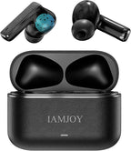 IAMJOY AI Translation Earbuds, 163 Language Two-Way Translator Device with Bluetooth and APP Built-in 6 Mics, 42dB Hybrid Noise Cancelling Language Translator Earbuds, Black