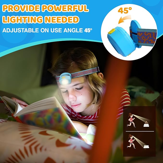 EverBrite LED Headlamp Rechargeable Kids Headlamp with RGB Mode and Adjustable Headband, 3 Modes Multicolor Headlamp for Camping, Reading, Exploring, Halloween, Christmas
