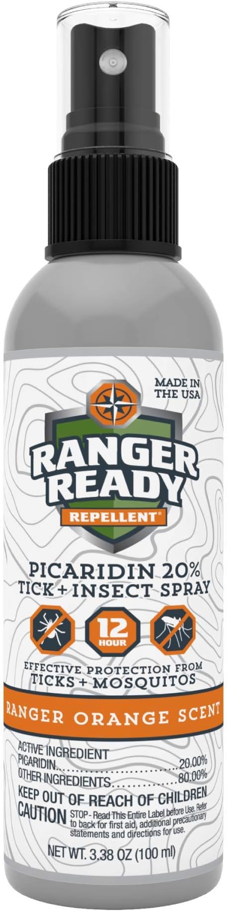 Ranger Ready Picaridin Insect Repellent, Ranger Orange Scent - DEET-Free Travel Size Bug Spray (3.4 Oz, Pack of 1)