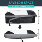 6 Set Compression Packing Cubes for Travel - Compressible, Lightweight, and Space-Saving Packing Cubes, Travel Essentials for Women, Black
