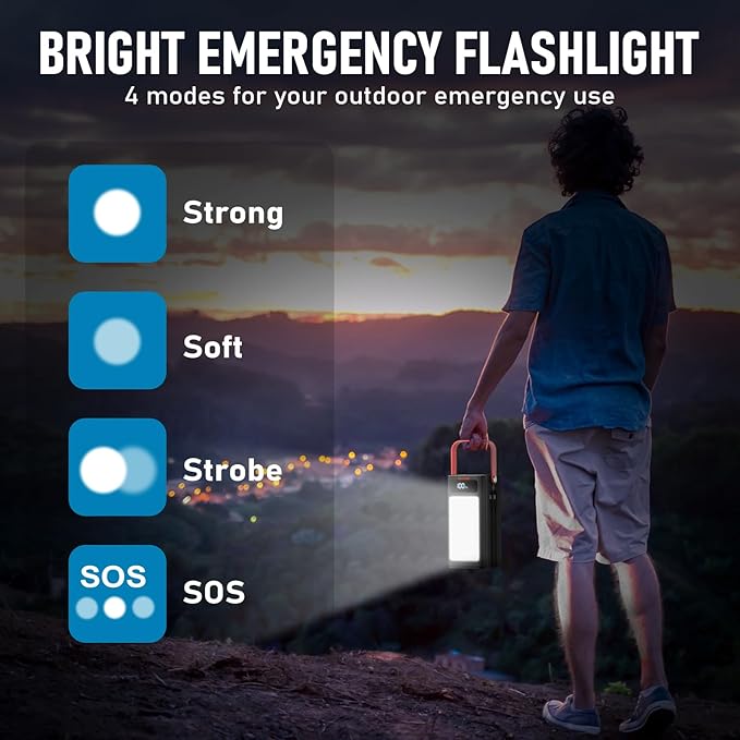 Portable Power Bank Power Station, 27000mAh Outdoor Generator with SOS Light, Backup Battery Charger for MacBook, iPhone, Samsung, Home use, Outdoor Camping, RV Trip