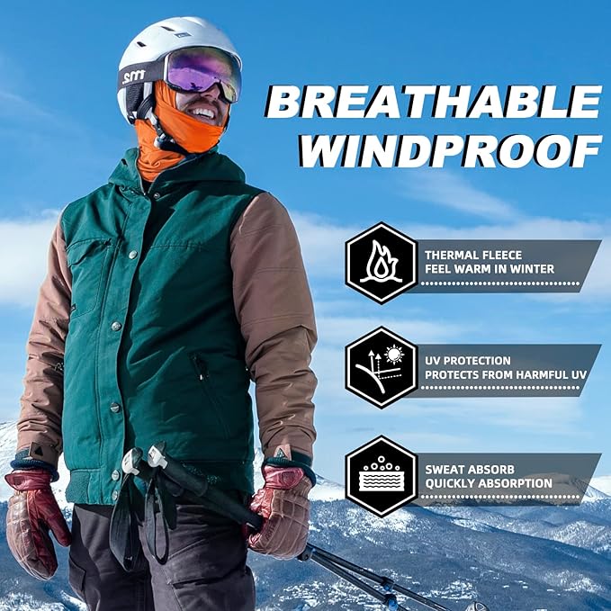 ROCKBROS Cold Weather Balaclava Ski Mask for Men Windproof Thermal Winter Scarf Mask Women Neck Warmer Hood for Cycling