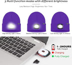 ATNKE LED Lighted Beanie Hat,USB Rechargeable 4 LED Running Headlamp Bright Cap with The Light Gifts for Men and Women