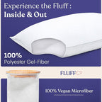 FluffCo Down Alternative Pillows King Size Set of 2 - King Bed Pillows for Sleeping - Made in USA - Cooling Surface and Machine Washable for Side, Back, and Stomach Sleepers