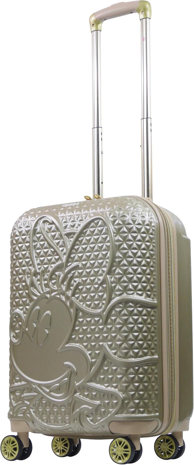 FUL Disney Minnie Mouse 22 Inch Carry On Luggage, Textured Hardshell Rolling Suitcase with Spinner Wheels, Gold