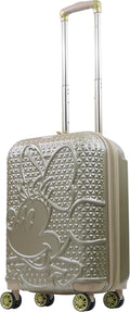 FUL Disney Minnie Mouse 22 Inch Carry On Luggage, Textured Hardshell Rolling Suitcase with Spinner Wheels, Gold