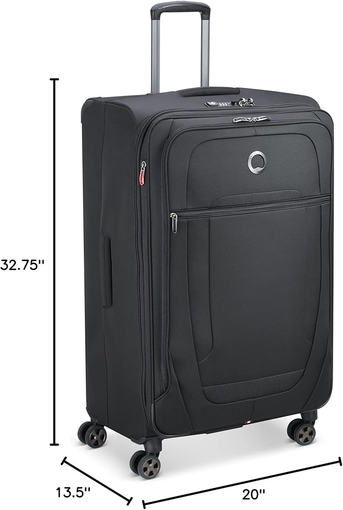 DELSEY PARIS Helium DLX Softside Expandable Luggage with Spinner Wheels, Black, Checked-Large 29 Inch