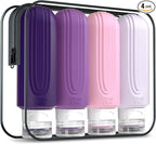 Mrsdry Travel Bottles for Toiletries, Large 6oz Oversize Containers, BPA Free Leak Proof Tubs Refillable Liquid Traveler Accessories with Toiletry Bag for Cometic Shampoo and Lotion Soap (4 Pack)
