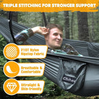 Chihee Ultra-Light Travel Camping Hammock Pop-up Net Hammock 660lbs Load Capacity,Breathable,Quick-Drying Parachute Nylon 2 Premium Carabiners,2 Tree Slings Included for Outdoor Backpacking Hiking