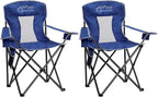 2PCS Mesh Folding Camping Chairs, Oversized Portable Outdoor Chairs, Weight Capacity 325 lbs with Cup Holder, Storage Pocket, Carry Bag Blue