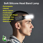 Rechargeable Headlamps 6pcs, 230° Wide Beam Head Lamp LED Rechargeable, Powerful Bright Forehead Adjustable Headlight for Adults with Motion Sensor with 5 Modes, USB C, Waterproof for Camping
