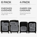 Compression Packing Cubes for Travel - Luggage Organizer Bags - Double Zipper Packing Cubes for Suitcases (6-Pack, Dark Grey)