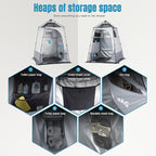 Camping Shower Tent Deluxe Changing Room Easy Set Up Privacy Shelter,Large Toilet Tent with Floor Drain Design for Beach, Camping,Hiking with Stakes and Ropes for Stability