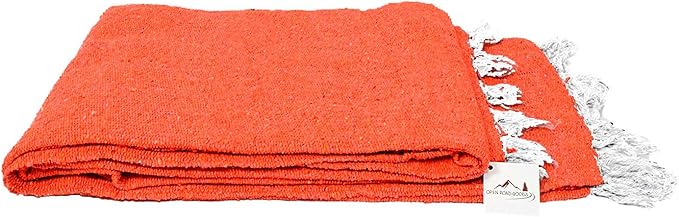 Open Road Goods Solid Color Mexican Yoga Blanket – Large Handwoven Throw for Yoga, Beach, Camping or Home – Soft and Durable Cotton Blend