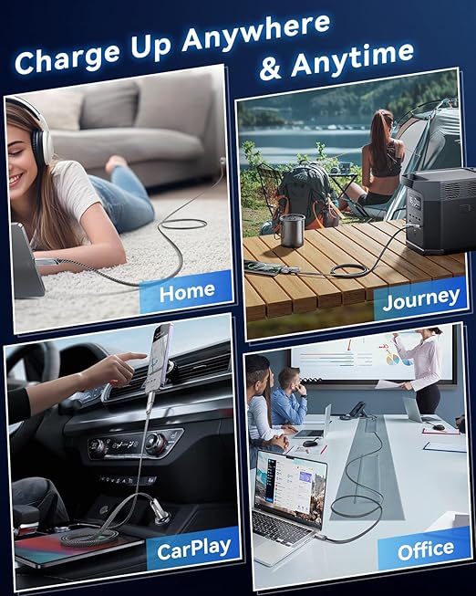 [One is Enough] 4-in-1 Compatible with USB C to Lightning Cable, 45W High-Speed Charging & Fast Data Transfer,CarPlay & Android Auto Support Multi Charger Cord Combo for iPhone/Samsung/iPad,10FT