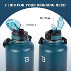 32oz Insulated Water Bottle with Straw Lid & Spout Lid & Paracord Handle, Stainless Steel Water Bottle Wide Mouth, Double Wall for Women Men Gym Fitness Outdoor