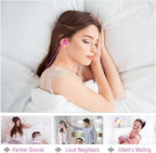 Tondiamo 200 Pairs Ear Plugs Reusable Silicone Earplugs with Cord Sleeping Individually Wrapped Hearing Protection Noise Cancelling Earplugs for Work Construction Shooting Sports (Pink)