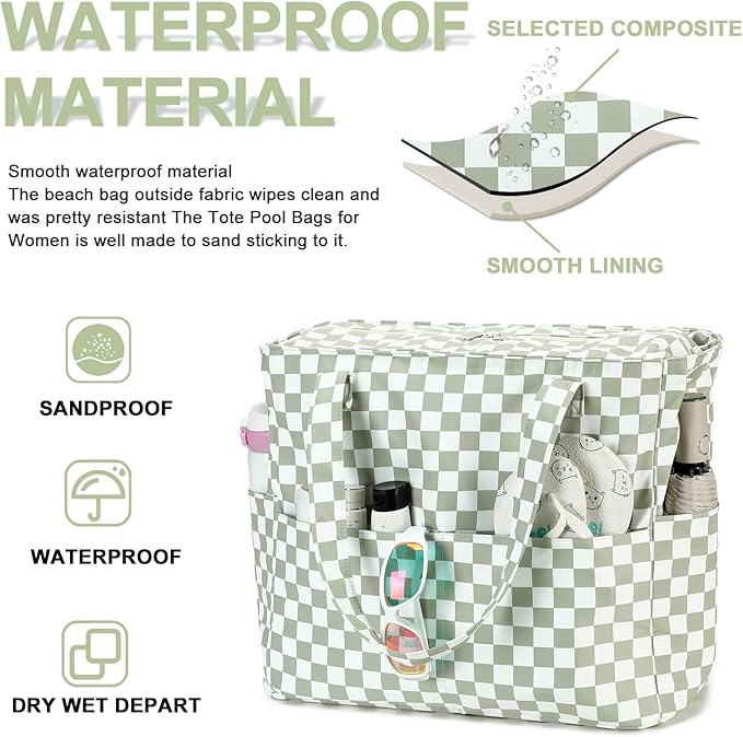 Bluboon Waterproof Beach Tote Pool Bags for Women Ladies Extra Large Carry On Bag With Wet Compartment for Weekender Travel