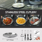 REDCAMP 6/10/11/12/14/15/19 PCS Camping Cookware Mess Kit Camping Gear Campfire Utensils Lightweight Stackable Pot Pan Bowls Soup Spoon with Storage Bag for Camping, Backpacking, Outdoor Cooking