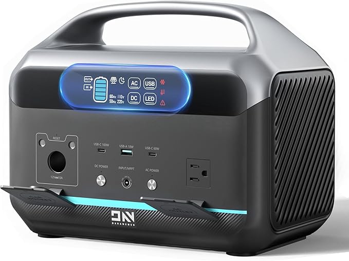 Solar Generator 600W (1200W Surge), 576Wh Portable Power Station, LiFePO4 Battery with AC Outlets, 1.5Hour Fast Charging for Home & Emergency, Hurricane, CPAP