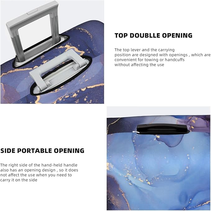 Travel Luggage Cover Suitcase Protector Fits 22-24 Inch Luggage, Blue Purple Marble Elastic Washable Stretchy Anti-scratch Baggage Cover with Concealed Zipper for Wheeled Suitcase Travel Accessories