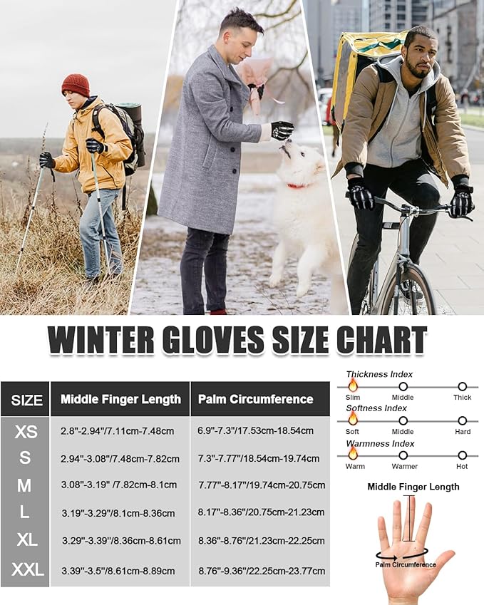 RIGWARL Winter Gloves Men and Women Medium-Thick, Gloves for Cold Weather with Thermal Plush, Touchscreen Running Glove Adjustable Zippered Wrist for Walking The Dog Hiking Camping Cycling Work