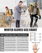 RIGWARL Winter Gloves Men and Women Medium-Thick, Gloves for Cold Weather with Thermal Plush, Touchscreen Running Glove Adjustable Zippered Wrist for Walking The Dog Hiking Camping Cycling Work