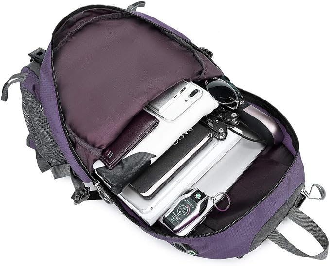 FENGDONG 40L Waterproof Lightweight Hiking,Camping,Travel Backpack for Men Women Purple