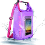 IP68 Waterproof Dry Bag, 2L - Roll Top Waterproof Pool Bag，Dry Bags for Kayaking Waterproof-w/Phone Pouch,Large Waterproof Phone Pouch,Boating & Kayak Accessories Camping (Purple 5L)