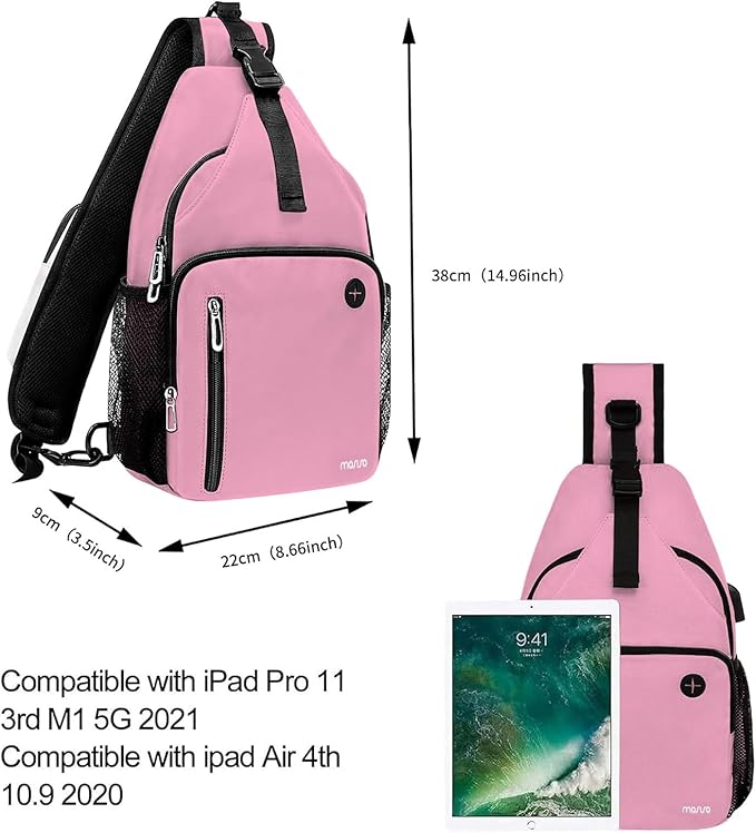 MOSISO Sling Backpack Bag, Crossbody Shoulder Bag Travel Hiking Daypack Chest Bag with Front Square Pocket&USB Charging Port