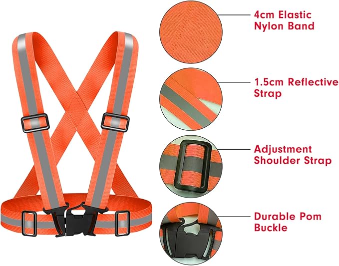 High Visibility Reflective Vest Safety Vest Running Reflective Gear Adjustable Reflective Vest for Walking,Jogging,Hiking,Night Cycling