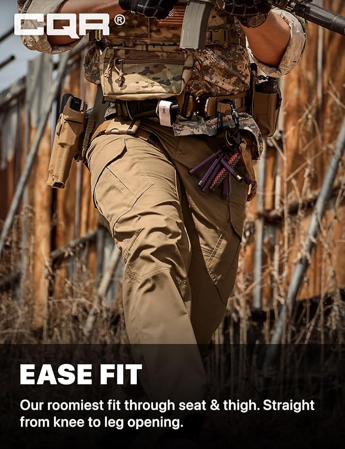 CQR Men's Tactical Pants, Water Resistant Ripstop Cargo Pants, Lightweight EDC Work Hiking Pants, Outdoor Apparel